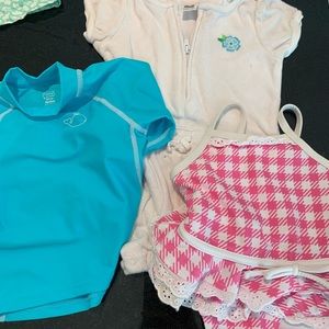 Baby girls 9 month bathing suit, coverup, uv shirt